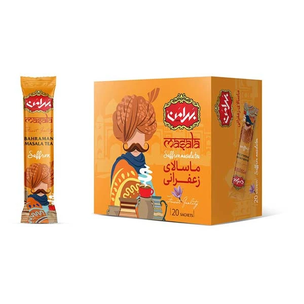 پودر چای ماسالای زعفرانی بهرامن - 21 گرم بسته 20 عددی