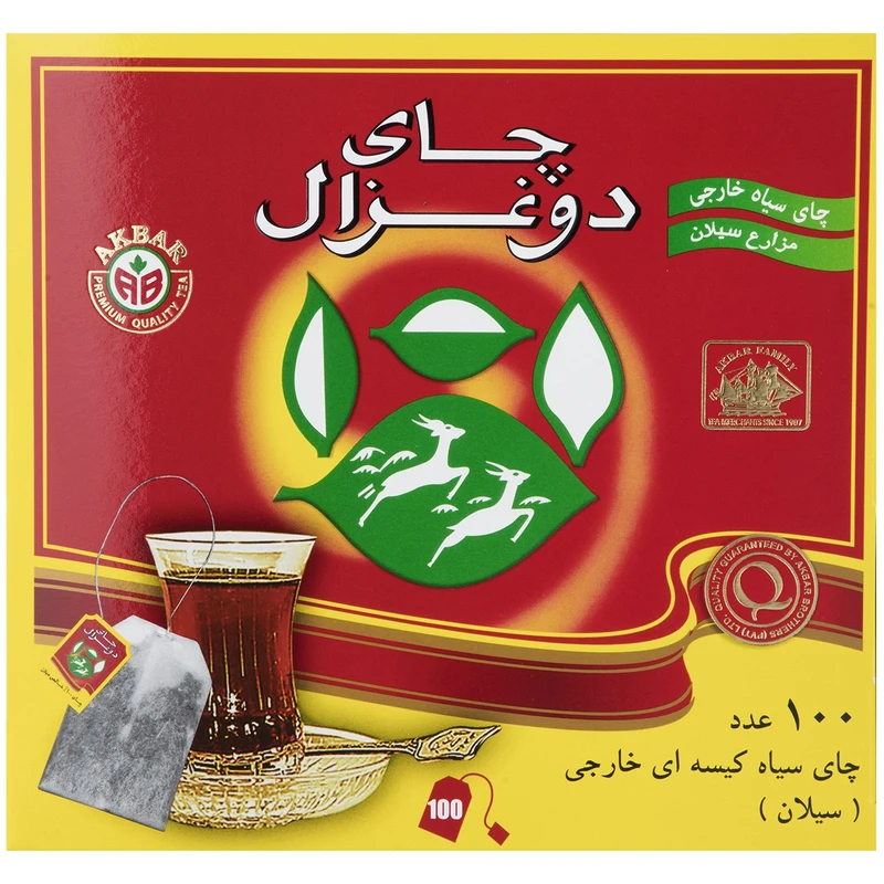 چای کیسه‌ای 100عددی ساده دو غزال